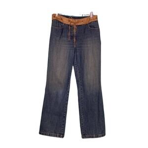 Loft vintage suede belt detail wide legs boho jeans size 6